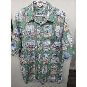 Reyn Spooner Men's Full Button Hawaiian Fishing Shirt Size 2XL